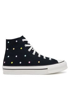 Converse Trampki Chuck Taylor All Star Lift Polka Dots Platform A12608C Czarny. Czarne trampki Converse, bez wzorów, z materiału, bez zapięcia. Za 209,99 zł.