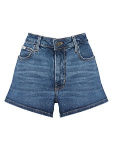 Guess Jeans Szorty jeansowe W5YD0Y D5R11 Niebieski Regular Fit. Niebieskie szorty Guess Jeans, z aplikacjami, z bawełny. Za 299,99 zł.