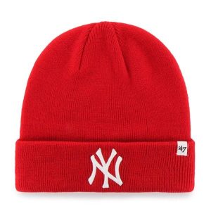 Czapka New York Yankees 47Brand MLB Raised. Czerwone czapki 47 Brand, bez wzorów, z materiału, eleganckie. Za 140,50 zł.