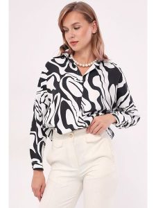 Happiness Istanbul Koszula w kolorze biało-czarnym rozmiar: XL. Białe koszule Happiness Istanbul, xl, bez wzorów, bez kołnierzyka, bez ramiączek. Za 87,45 zł.