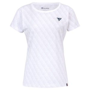 Koszulka damska Tecnifibre Graphique 2024. Białe bluzki TECNIFIBRE, bez wzorów, sportowe, bez kołnierzyka, bez ramiączek. Za 154,50 zł.