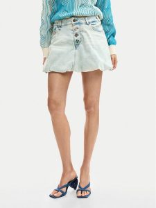 Desigual Spódnica jeansowa Fal Globo 26SWFD01 Niebieski Regular Fit. Niebieskie spódnice Desigual, l, bez wzorów, z bawełny. Za 489,99 zł.