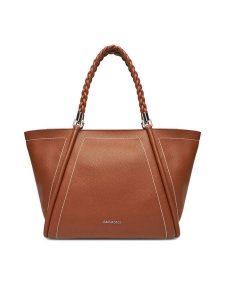 Gino Rossi Torebka CEO-LAUREN-XL8211 Brązowy. Brązowe shopper bag Gino Rossi, bez wzorów, z materiału, bez dodatków. Za 329,99 zł.