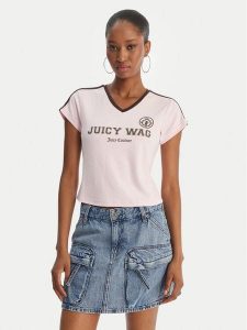 Juicy Couture T-Shirt Juicy Wag JCWCT126319 Różowy Slim Fit. Czerwone t-shirty Juicy Couture, xxs, bez wzorów, bez kołnierzyka, bez ramiączek. Za 199,99 zł.