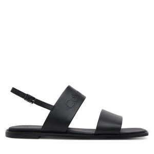 Sandały Calvin Klein. Czarne sandały Calvin Klein, bez wzorów, bez obcasa, na płaskiej podeszwie, bez zapięcia. Za 289,99 zł.