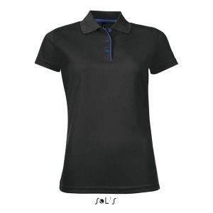 Damska koszulka polo Sol's Performer. Czarne bluzki SOL'S, s, bez wzorów, bez kołnierzyka, bez ramiączek. Za 126,00 zł.