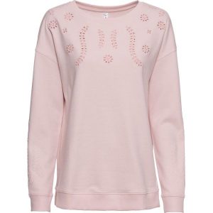 Bluza z ażurową koronką bonprix pastelowy jasnoróżowy. Bluzy marki 4f. Za 79,99 zł.