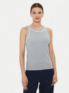 ViCOLO Top RB0606 Szary Slim Fit. Szare topy ViCOLO, bez wzorów, z bawełny, bez kołnierzyka, bez ramiączek. Za 198,99 zł.