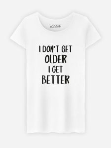 WOOOP Koszulka "I don't get older" w kolorze białym rozmiar: XXL. Białe bluzki Wooop, xxl, bez wzorów, bez kołnierzyka, bez ramiączek. Za 37,45 zł.