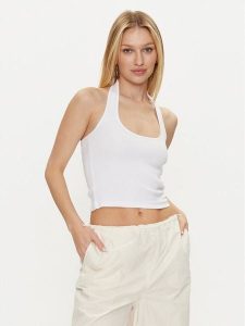 Noisy May Top Maya 27029026 Biały Slim Fit. Białe topy Noisy may, l, bez wzorów, z bawełny, bez kołnierzyka, bez ramiączek. Za 79,99 zł.