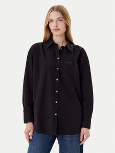 Guess Jeans Koszula W4YH22 WGCF1 Czarny Relaxed Fit. Czarne koszule Guess Jeans, s, z aplikacjami, z bawełny, bez kołnierzyka, bez ramiączek. Za 209,99 zł.