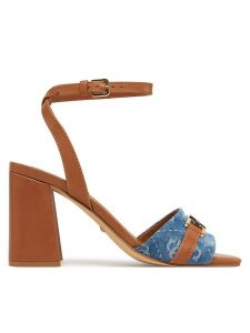 Guess Sandały FLJGR2 FAL03 Niebieski. Niebieskie sandały Guess, z aplikacjami, z materiału, bez obcasa, na słupku, bez zapięcia. Za 429,99 zł.