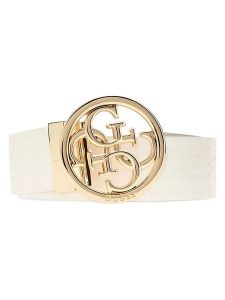 Guess Pasek w kolorze biało-beżowym rozmiar: 95. Białe paski Guess, z aplikacjami, z materiału. Za 174,95 zł.