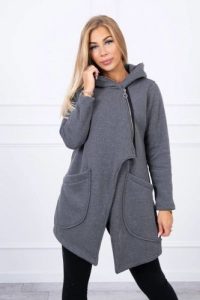 Bluza ocieplana z asymetrycznym suwakiem grafitowa. Szare bluzy KESI, l, bez wzorów, z bawełny, bez kaptura. Za 238,37 zł.