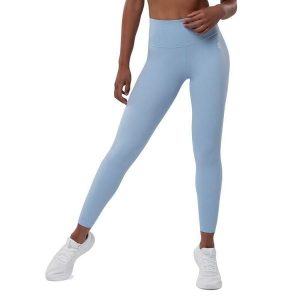 Legginsy sportowe ze średnim stanem Fitness Siroko Shine. Niebieskie legginsy SIROKO, bez wzorów, z nylonu. W wyprzedaży za 84,00 zł.