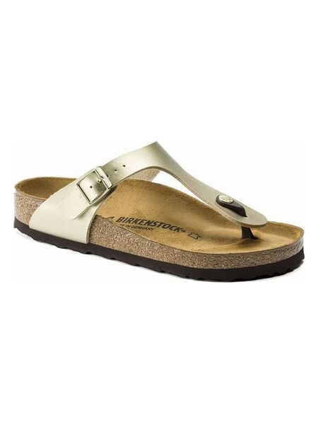 Birkenstock Japonki "Gizeh" w kolorze złotym rozmiar: 37. Żółte klapki Birkenstock, bez wzorów, z otwartym noskiem, bez obcasa. Za 255,34 zł.