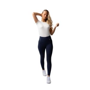 Damskie legginsy jeździeckie z pełną przyczepnością Horze Mira. Niebieskie legginsy HORZE, bez wzorów, z materiału. Za 301,50 zł.