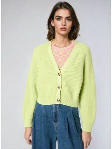 Monki Kardigan w kolorze jaskrawozielonym rozmiar: XXS. Zielone kardigany Monki, z bawełny. Za 43,99 zł.