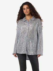 Noisy may Bluzka w kolorze szarym rozmiar: XL. Szare bluzki Noisy may, xl, bez wzorów, bez kołnierzyka, bez ramiączek. Za 149,66 zł.