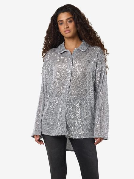 Noisy may Bluzka w kolorze szarym rozmiar: XL. Szare bluzki Noisy may, xl, bez wzorów, bez kołnierzyka, bez ramiączek. Za 144,92 zł.