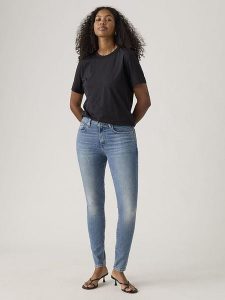 Levi's Dżinsy - Skinny fit - w kolorze niebieskim rozmiar: W26/L30. Niebieskie jeansy Levi's®, z aplikacjami, z podwyższonym stanem. Za 240,43 zł.