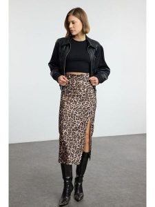 Trendyol Spódnica w kolorze beżowo-czarnym rozmiar: XS. Brązowe spódnice Trendyol, xs, bez wzorów, midi. Za 65,99 zł.