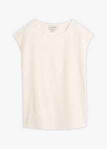 T-shirt z materiału ze strukturą. Niebieskie t-shirty bonprix, bez wzorów, bez kołnierzyka, bez ramiączek. Za 67,99 zł.