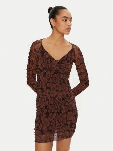 PINKO Sukienka codzienna Ribolla 103298 A1RB Brązowy Slim Fit. Brązowe kombinezony Pinko, na co dzień, xs, bez wzorów, z syntetyku, bez kołnierzyka, bez ramiączek, proste. Za 629,99 zł.