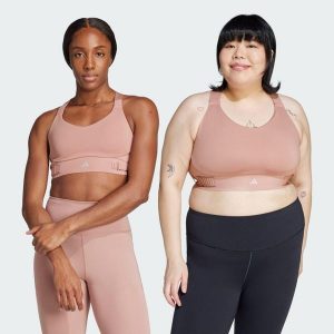 Biustonosz FastImpact Luxe Run High-Support. Czerwone buty sportowe ADIDAS, bez wzorów, z materiału, bez zapięcia, na fitness i siłownię. Za 379,00 zł.