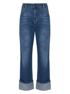Rinascimento Jeansy CFC0125144003 Niebieski Loose Fit. Niebieskie jeansy Rinascimento, bez wzorów, z bawełny. Za 479,99 zł.
