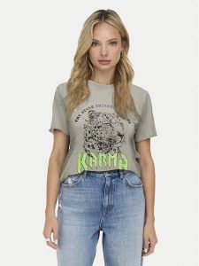 ONLY T-Shirt Lucy 15307412 Szary Regular Fit. Szare t-shirty ONLY, m, bez wzorów, z bawełny, bez kołnierzyka, bez ramiączek. Za 49,99 zł.