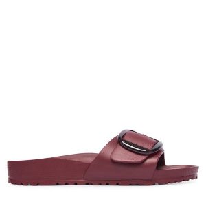Klapki Birkenstock. Czerwone klapki Birkenstock, bez wzorów, bez obcasa. Za 224,99 zł.