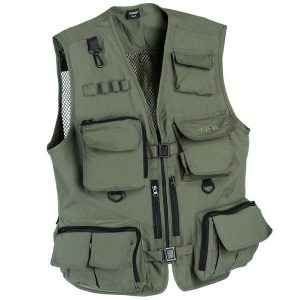 Kamizelka wędkarska Jaxon UJ-FRK. Zielone kamizelki JAXON, xl, bez wzorów, bez kołnierzyka, bez ramiączek, bez kaptura. Za 149,99 zł.