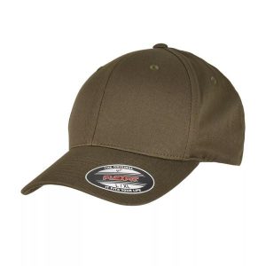 Czapka Z Daszkiem Organiczna Bawełna. Zielone czapki FLEXFIT, bez wzorów, z bawełny. Za 76,99 zł.