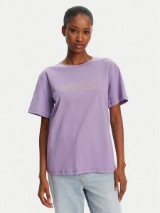 Patrizia Pepe T-Shirt 2M4422/J274-M531 Fioletowy Regular Fit. Fioletowe t-shirty Patrizia Pepe, m, bez wzorów, z bawełny, bez kołnierzyka, bez ramiączek. Za 279,99 zł.