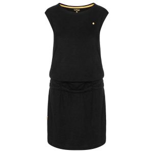 Damska sportowa bluzka z pętelką w kolorze czarnym. Czarne sukienki LOOP, na lato, xs, bez wzorów, sportowe, bez kołnierzyka, bez ramiączek, mini, sportowe. Za 141,99 zł.