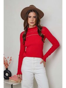 Soft Cashmere Sweter w kolorze czerwonym rozmiar: 38/40. Czerwone swetry oversize Soft Cashmere, bez wzorów, z kaszmiru, bez ramiączek. Za 114,44 zł.