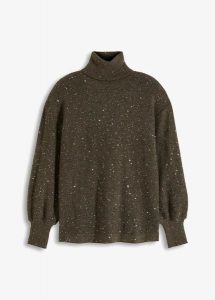 Sweter. Brązowe swetry klasyczne bonprix, bez kołnierzyka. Za 129,99 zł.