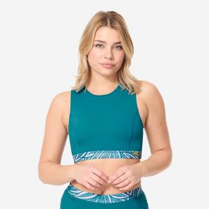 Góra kostiumu kąpielowego surfingowego damska Olaian Carla. Fioletowe bikini OLAIAN, bez wzorów, z elastanu. W wyprzedaży za 79,99 zł.