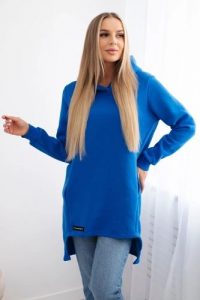 Bluza ocieplana z dłuższym tyłem chabrowa. Niebieskie bluzy KESI, l, bez wzorów, z bawełny, bez kaptura. Za 250,94 zł.