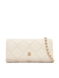 Tommy Hilfiger Torebka Th Feminine Wallet On Chain AW0AW18795 Kremowy. Białe listonoszki TOMMY HILFIGER, bez wzorów, ze skóry, bez dodatków. Za 409,99 zł.