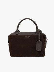 Czekoladowa duża miękka shopperka. Brązowe shopper bag Ryłko, bez wzorów, ze skóry, duże, bez dodatków. Za 449,99 zł.