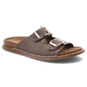 Klapki damskie Artiker, skórzane zamszowe na platformie z klamrami profilowane, szare, 56C0679. Szare klapki ARTIKER, bez wzorów, z zamszu, bez obcasa, na platformie. Za 209,00 zł.