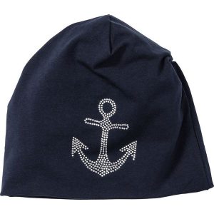Czapka beanie z dżerseju ze sztrasami bonprix niebieski - kotwica. Czapki marki bonprix. Za 21,99 zł.
