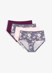 Figi maxi panty (4 pary). Czerwone figi bonprix, bez wzorów, z bawełny. Za 69,99 zł.