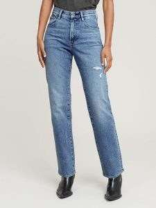 G-Star Dżinsy - Regular fit - w kolorze błękitnym rozmiar: W25/L30. Niebieskie jeansy G-Star, z aplikacjami, ze skóry, z podwyższonym stanem. Za 242,70 zł.