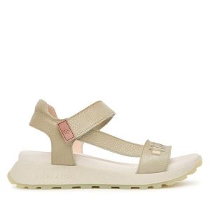 Sandały Hispanitas. Zielone sandały Hispanitas, bez wzorów, bez obcasa, na płaskiej podeszwie, bez zapięcia. Za 549,99 zł.