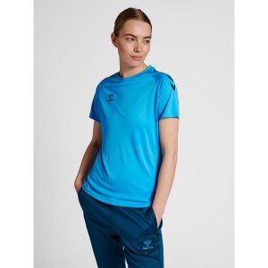 Koszulka damska Hummel Core Poly. Niebieskie bluzki Hummel, xl, bez wzorów, sportowe, bez kołnierzyka, bez ramiączek. Za 131,00 zł.