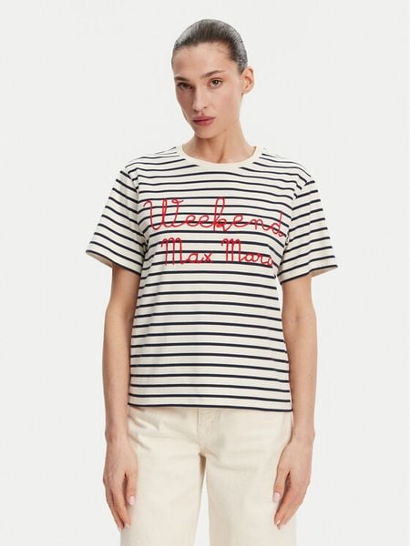 Weekend Max Mara T-Shirt Olga 2515971042 Granatowy Regular Fit. Niebieskie t-shirty Weekend Max Mara, xs, bez wzorów, z bawełny, bez kołnierzyka, bez ramiączek. Za 259,99 zł.