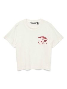 Vero Moda Koszulka w kolorze białym rozmiar: XL. Białe bluzki Vero Moda, xl, bez wzorów, z bawełny, bez kołnierzyka, bez ramiączek. Za 57,06 zł.